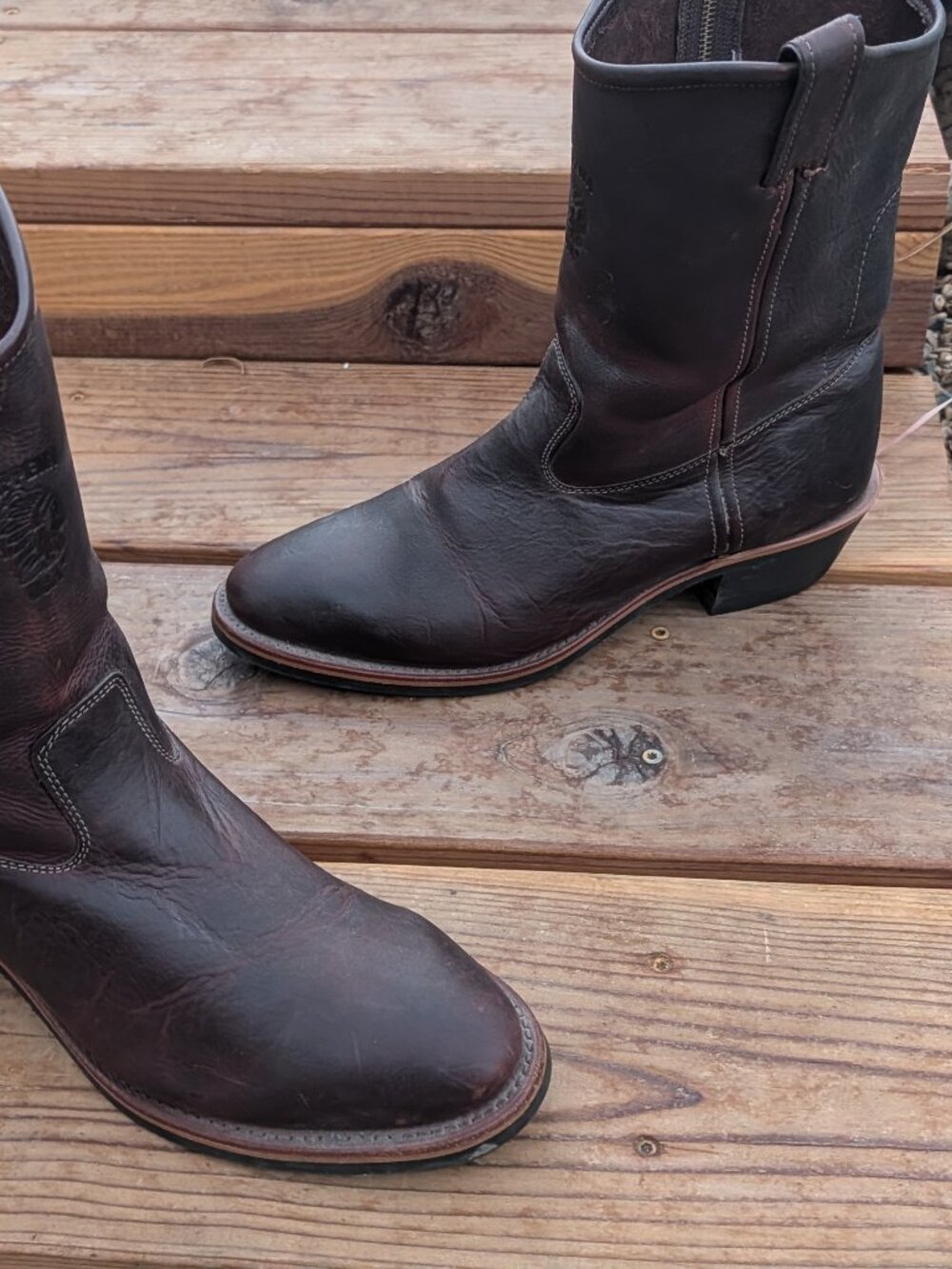 Chippewa 20021 Mens 12D Brown Leather Western Cowboy Zip Boots Vibram USA